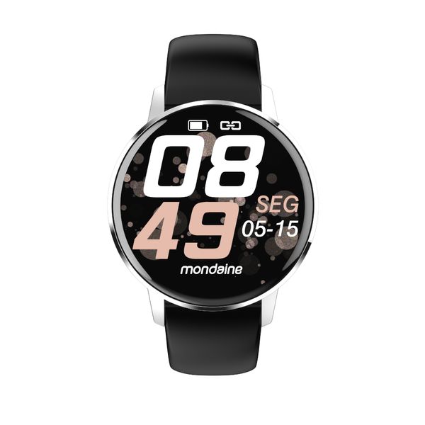 Relógio Smartwatch Redondo Silicone Preto