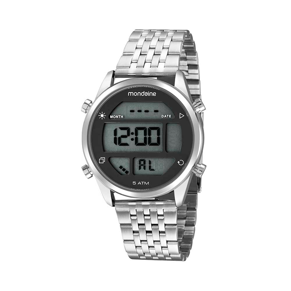 Relógio Digital Casual LCD Prata