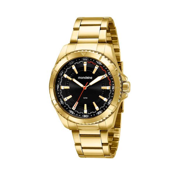 Relógio Masculino Casual Efeito 3D Dourado