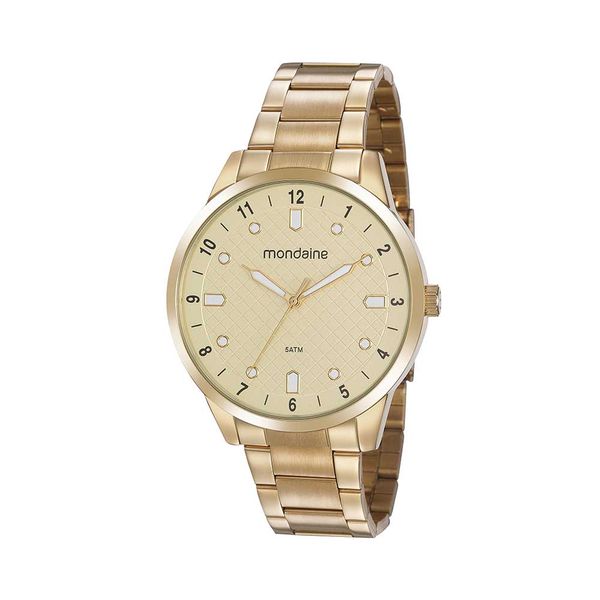 Relógio Masculino Visor Texturizado Dourado