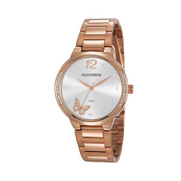 Relógio Feminino Cristais Borboleta Rosé