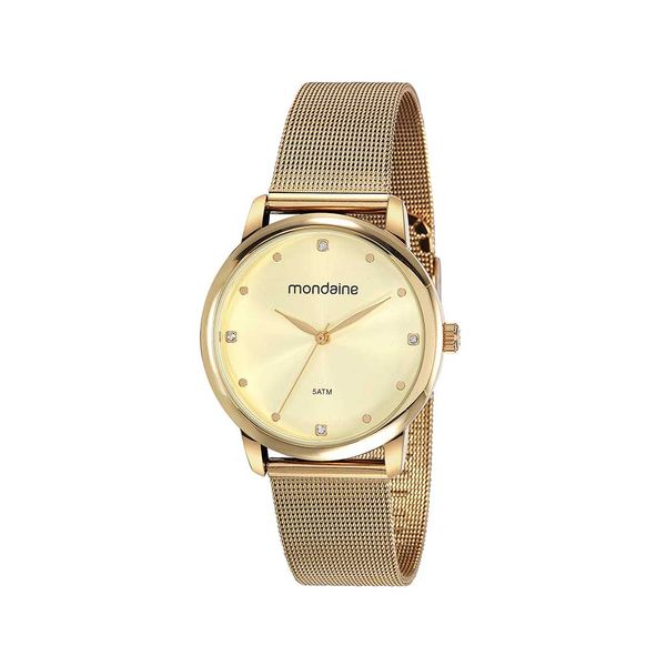 Relógio Feminino Malha de Aço Dourado